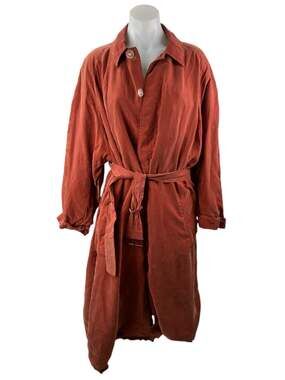 Asos Women's Orange Faux Suede Collared Long Cuff Sleeve Trench Coat Jacket Sz S